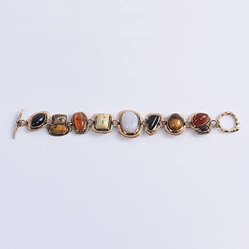 Lureme Vintage Ethnic Big Stones Bracelet For Women With Turquoise White Yellow Colorful Stones Charm Bracelet thumb #6