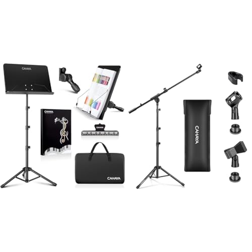 Pied de microphone au sol mobile CAHAYA avec pupitre de musique réglable en hauteur 170 cm