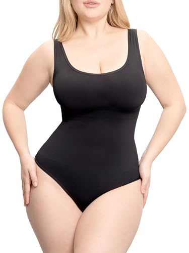 Women's Sleeveless Bodysuit - Seamless Tummy Control Shapewear Body Suit - Sculpting Snatched Waist Shaper (Black XXL)