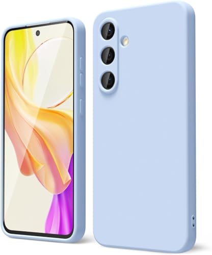 Image of DIZORO Microfiber Candy Case Compatible for Samsung S25 Plus Smooth Touch Cushion Liquid Soft Silicone Gel Rubber Phone Cases Non-Slip Full Body Protective Shockproof Back Cover (Carolina), Light Blue