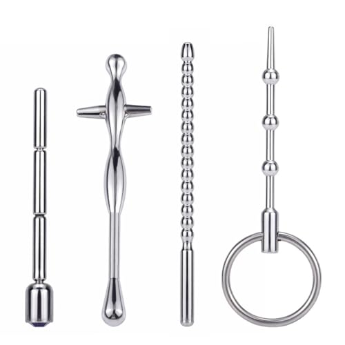 4 Pcs Men's Metal Urethral Plugs, Beginner's Stainless Steel Horse Eye Wand