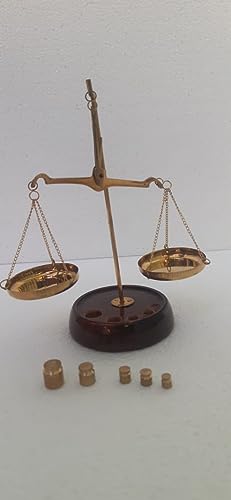 Báscula antigua de latón Royalantique con pesas para joyería miniatura 3