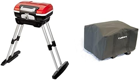 Cuisinart CGG180 CGG-180 Petit Gourmet Gas Grill with VersaStand, Red, 31.5" H x 16.5" W x 16" L & CGC-19 VersaStand Grill Tote Cover