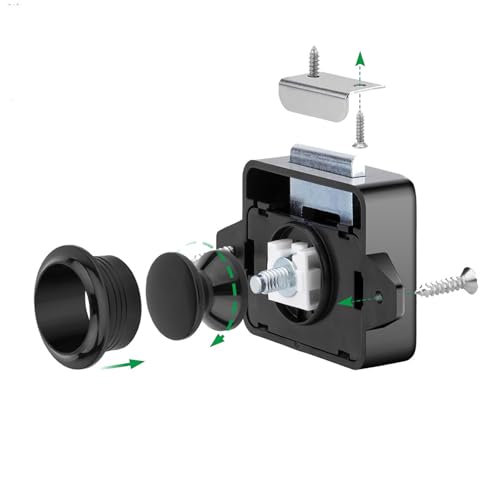 HAFRILY Push Lock Zinklegierung Push Button Lock, Keyless-Schrank Catch für möbelschloss Caravan Schlösser, Schublade, Schranktürschlösser, Yacht(Pack of 2 Schwarz)