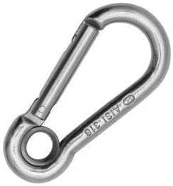 Classic Eye Stainless Steel Carabiner AISI 316 – Straight Gate Connector with Eye – Durable Marine-Grade Carabiner, Made in Italy