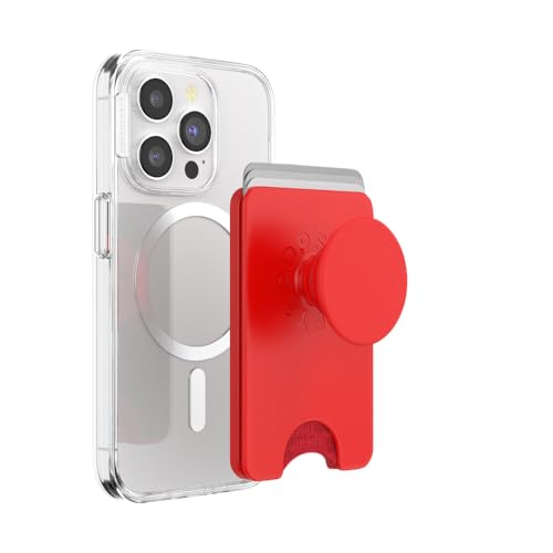 Image of PopSockets Phone Wallet for MagSafe, Phone Card Holder with Grip, Red - Rosso