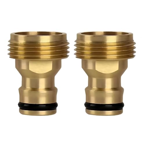 3/4 Inch Brass Male Hose Tap Connector - 2 Pack BSP Threaded Water Pipe Fitting for Garden Hose, Outdoor Tap Adapter for Sprinklers, Washing Machines & Watering Systems