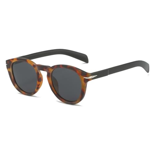 Lunettes de soleil rondes rétro UV400 pour hommes et femmes avec monture léopard vintage
