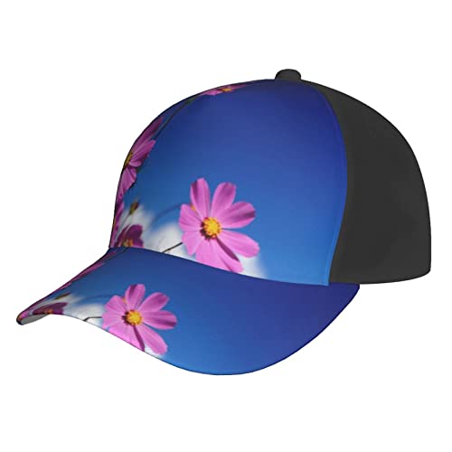 Casquette de baseball à fleurs roses style chapeau papa classique noir pour soleil été