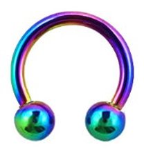 Rainbow Anodized 14G, 10 MM Round Circular Horseshoe Barbells Hoop Rings, Hypoallergenic 316L Stainless Steel Surgical Steel Ring lip, belly, nipple, cartilage, tragus, earring body Jewelry piercing - 14 gauge
