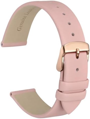 （18:30時点） [WOCCI] 本革時計バンド 10mm カーフレザー 腕時計交換ベルト ピンク ローズゴールドバックル