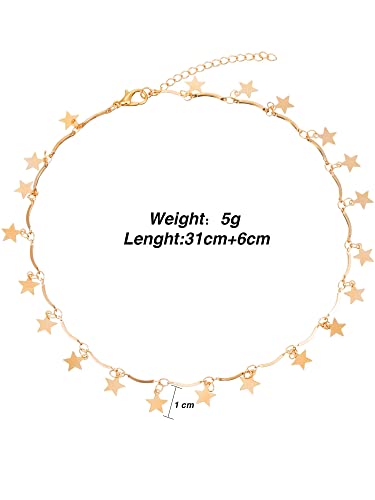 Bbto 4 Pieces Layered Pendant Choker Necklace Gold Layering Chain For Women Girls (Style A) #TOP2