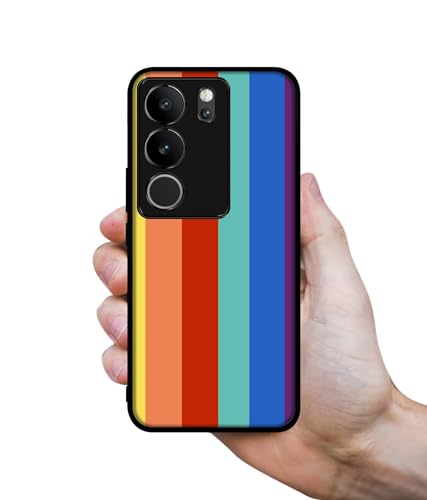 Image of Rainbow Colors Design Premium 2D Printed Metal Back Case Cover for Vivo V29 5G / V29 Pro 5G, Multicolour