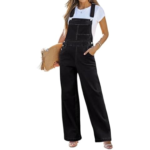 Vetinee Jean Overalls for Women Womens Overalls Jumper Ladies Overalls Baggy Black Denim Overalls Concert Outfits for Women Black Denim Jumpsuits for Women Balck Medium Fits Size 8 / Size 10 Cover