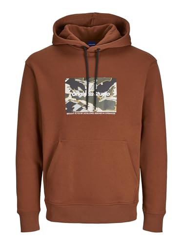 JACK & JONES Herren Kapuzenpullover Gedruckt, Brandy Brown,S – Ansicht 1