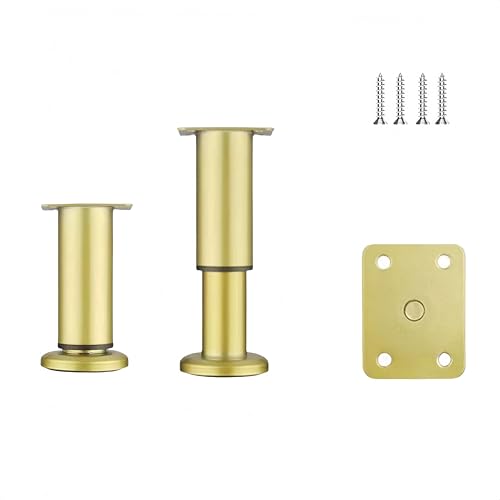 Vzqr アイアンレッグ テーブル脚 伸縮式 42?72cm 高さ調整 黒 4本セット DIY向け 家具脚 デスク/ローテーブル/ダイニングテーブル/ちゃぶ台/ベッド/ソファー対応 頑丈 耐荷重 取り付け簡単 家庭用/オフィス (18?30cm調節可能,金