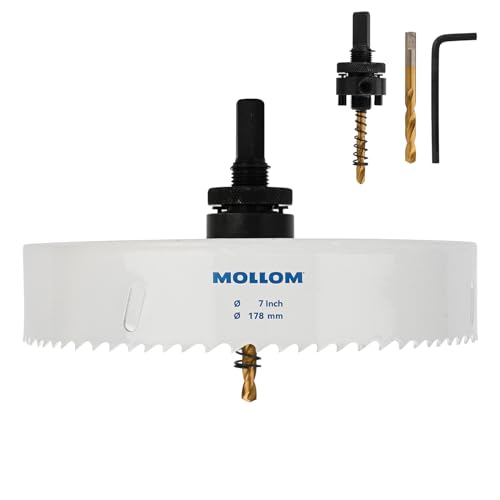 Image of Mollom 178mm (7") HSS M42 8% Cobalt BI-Metal Hole Saw with Arbor