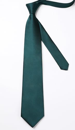 Image of HISDERN Mens Ties Solid Color Tie and Pocket Square Set Classic Woven Formal Neckties & Handkerchief Wedding Party