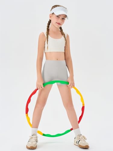 Image of Haloumoning Girls Athletic Shorts Kids High Waisted Yoga Dance Biker Shorts Comfy Gymnastics Shorts 5-14Y
