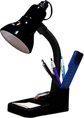 MSAG Flexible Black Electric Table Lamp with Built-in Pen Stand Organizer | Adjustable Gooseneck Study Light for Students, Office Desk Lamp for Reading, Writing & Working (Black, Bulb Not Included)-image-1