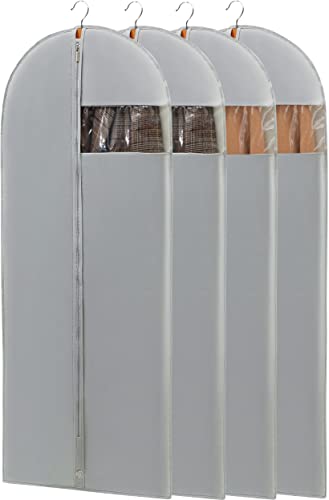 Clear Garment Bags for Hanging Clothes W/ 4" Gussetes, 4 PCs Garment Storage Bags, Garment Bags for Storage, Hanging Clothes Storage, Suit Bags for Closet Storage and Travel