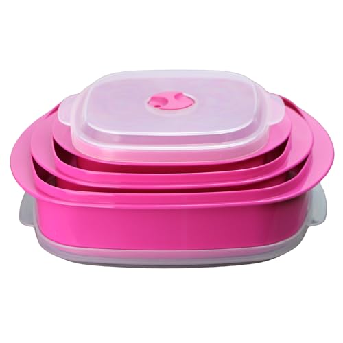 Image of Reston Lloyd Calypso Basics Microwave Cookware, Steamer and Storage Set, Magenta, Multiple Sizes, 6-Piece