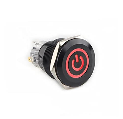 Interrupteur bouton métal noir 19mm momentané ou verrouillage LED