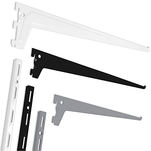 ib style® Lot de 2 Consoles pour crémaillères | Fixation Murale pas de 50 mm | simple | 30cm blanc