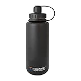 EcoVessel BOULDER TriMax Dual Opening Insulated Stainless Steel Water Bottle with Tea - Fruit and Ice Strainer - 32 oz. - Black