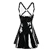 Abito da Donna in Lattice PVC Club Party Vestito Sexy con Fascia Sottoseno in Ecopelle Effetto Bagnato Nero con Cerniera-Nero-XL immagine