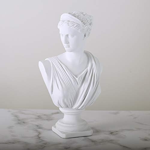 Beonueni 12.4 Inch Roman Goddess of Wisdom Bust Statue Gypsum Statue Replica Sculpture Figurine Home Decor Resin Crafts for Sketch Practice Artist (White)