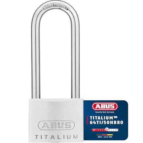 ABUS Titalium 64TI/50HB80 à anse haute - Cadenas de cave avec corps de serrure en aluminium spécial - anse en acier trempé - niveau de sécurité ABUS 6