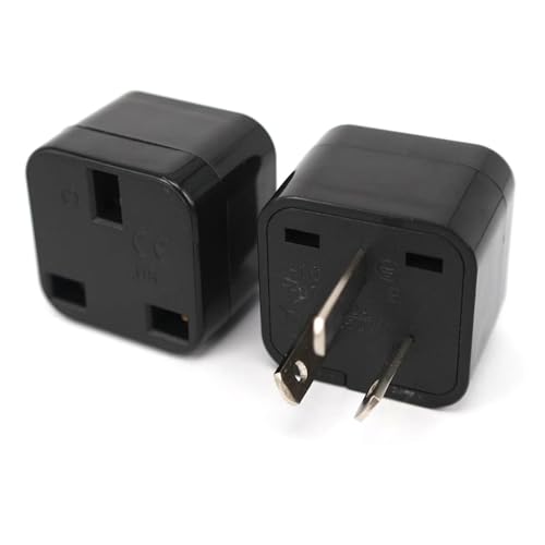 Adaptateur UK vers France noir pour prise de chargeur et alimentation 2 broches