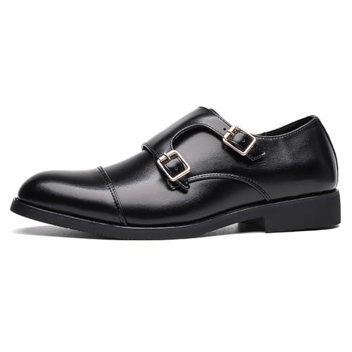 Mens Classic Comfortable Double Monk Strap Faux Leather Oxford Formal Business Casual Loafer Wedding Shoes2