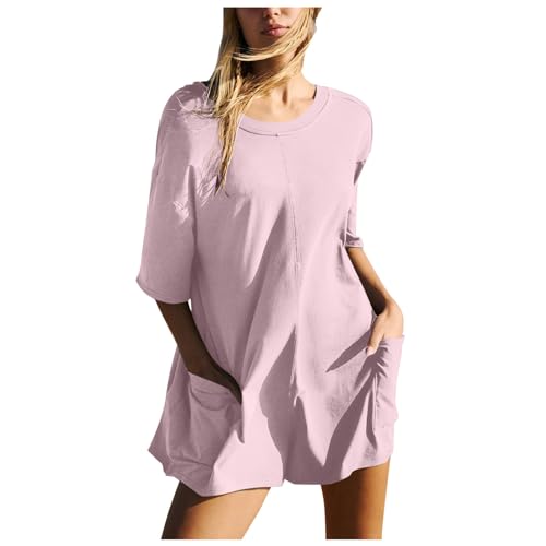 Combinaison femme décontractée oversize rose en taille XXL pour le sport