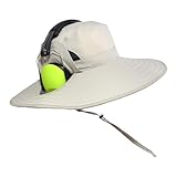 SPF 50+ Bucket Hat Compatible with Ear Protection Headphones – Sun Protection Hat for Lawn Mowing, Construction, Yard Work & Shooting Range – Breathable with Adjustable Drawstring & Velcro Flaps