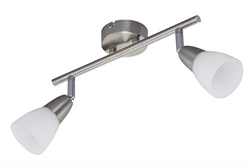 Briloner Leuchten 2846-022 Plafonnier 2 Ampoules E14 Max. 40 W Spot Rotatif et orientable, métal, Nickel Mat, 316x115mm (LxH)