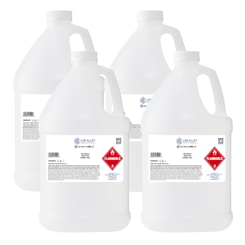 Lab Alley Bio Ethanol - Fireplace Fuel for Tabletop Fire Pit & Ethanol Fireplaces - Made in USA (4 Gallons (Pack of 4 x 1 Gallon Bottles)