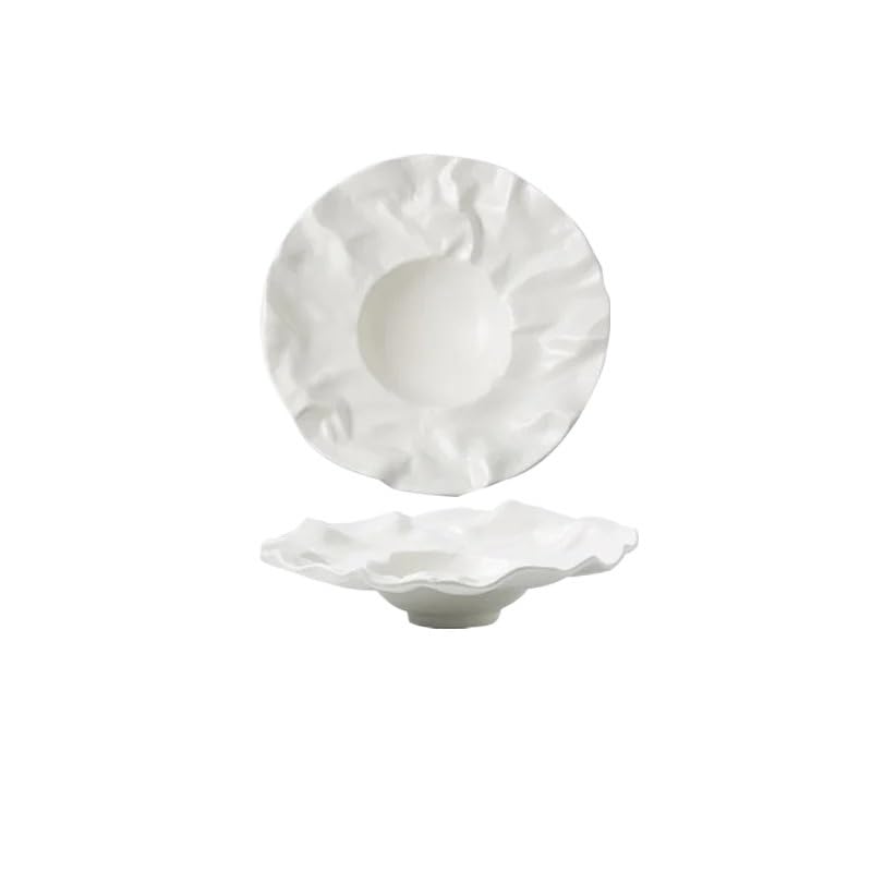 Talerze ceramiczne talerze obiadowe talerze do zupy matowe kreatywne domowe naczynia stołowe nieregularny kształt salaterka przekąski deserowe, biały 30,5 cm