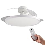 M Ledme – Ventilador de Techo con luz Paack 58W, mando a distancia, motor DC 22W+Luz Led 36W, 6 velocidades, Silencioso, 3 Aspas, 107cm, función verano-invierno, temporizador