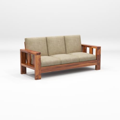 Image of KINGS HOME FURNITURE Sheesham Wooden 7 Seater Sofa Set for Living Room | Solid Wood Sofa | Rosewood Sofa Set for Home & Office | Lounge (Honey, 7 Seater)