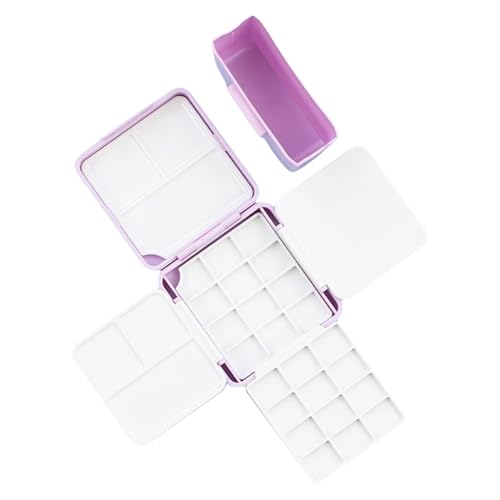 Caja de almacenamiento de pintura portátil, paleta de acuarela de 24 rejillas, estuche organizador hidratante, suministro de arte compacto para acuarela, óleo o pinturas gouache, ideal para artistas
