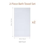 Amazon basics 2 piece Lightweight quick-dry bath towel, 100% cotton, White, 54" x 30" - Image 3