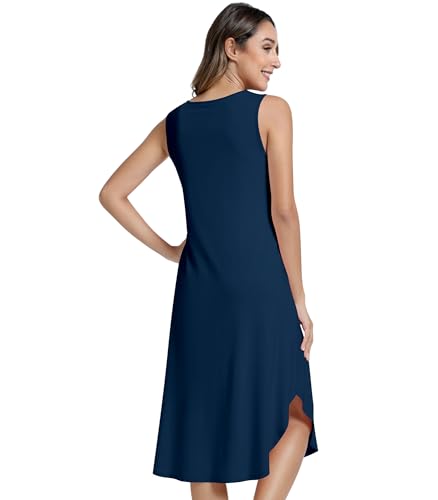 Image of NACHILA Women's Nightgowns-Viscose Made from Bamboo,Sleeveless Tank Night Gown Crew Neck Sleep Dress Cool Sleepshirts