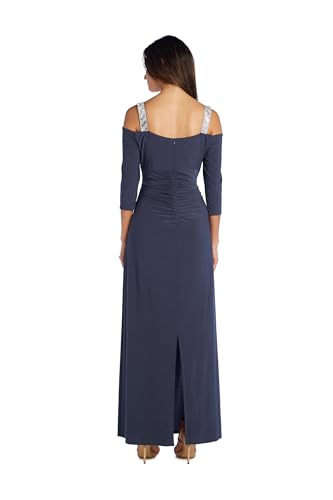 R&M Richards Womens Rhinestone Ruched Evening Dress2