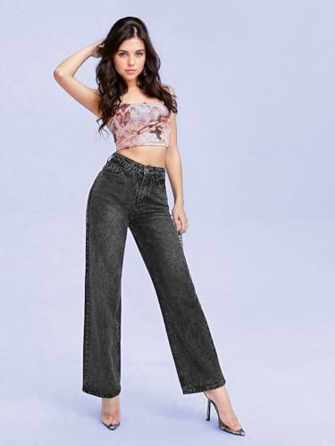 Image of KOTTY Women's High Waist Wide Leg Flared Jeans with Trendy Fit and Clean Look | Comfortable & Stylish Denim for Women