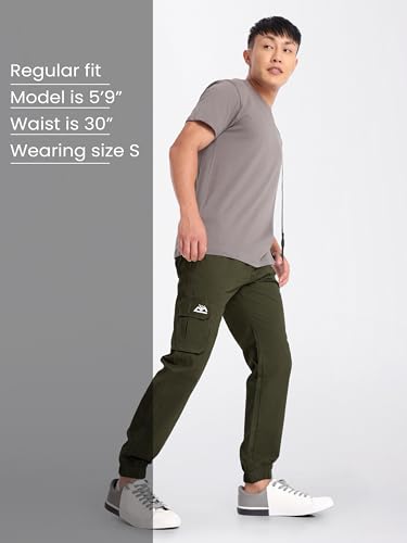 Image of Beyoung Cotton Solid Elastic with Drawstring Cargo Joggers for Men | Regular Fit | 2 Spacious Pockets | Smooth Texture