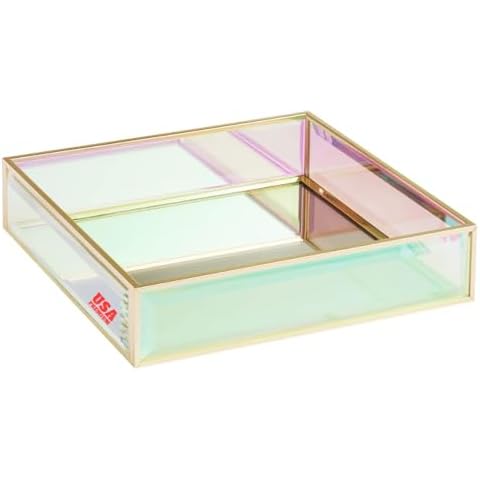 Moosy Life Aurora Borealis Decorative Mirror Tray for Perfume Fragrance Jewelry 7x7x1.5inch Cover