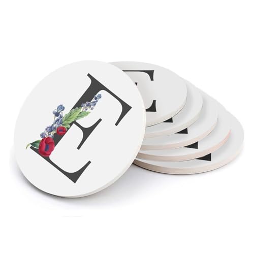 Sous verre ronds en céramique premium abécédaire floral de table - 2