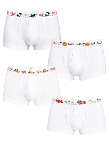Image of BODYCARE Boy's Super Combed Cotton Elastane Stretch Printed Trunk with Front Open Fly and Ultrasoft Waistband (Pack of 4 Colors & Prints May Vary)